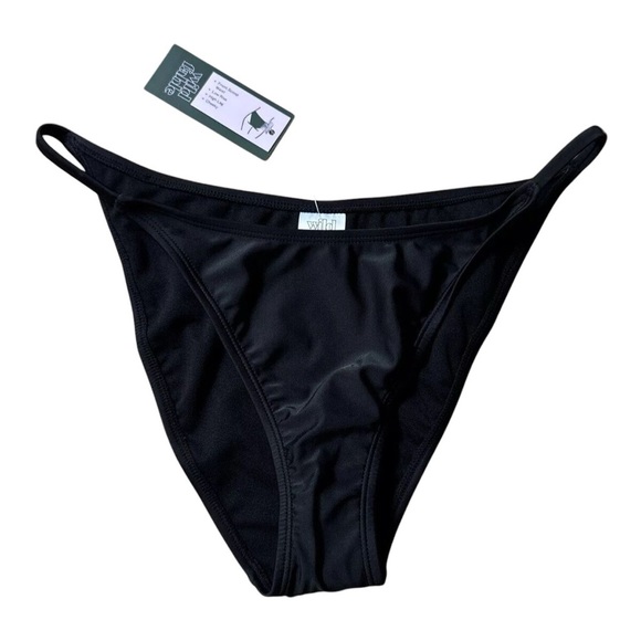 Wild Fable, NWT, Med 8-10) Black Side Extra Cheeky High Leg Bikini Swim Bottom - Picture 1 of 5